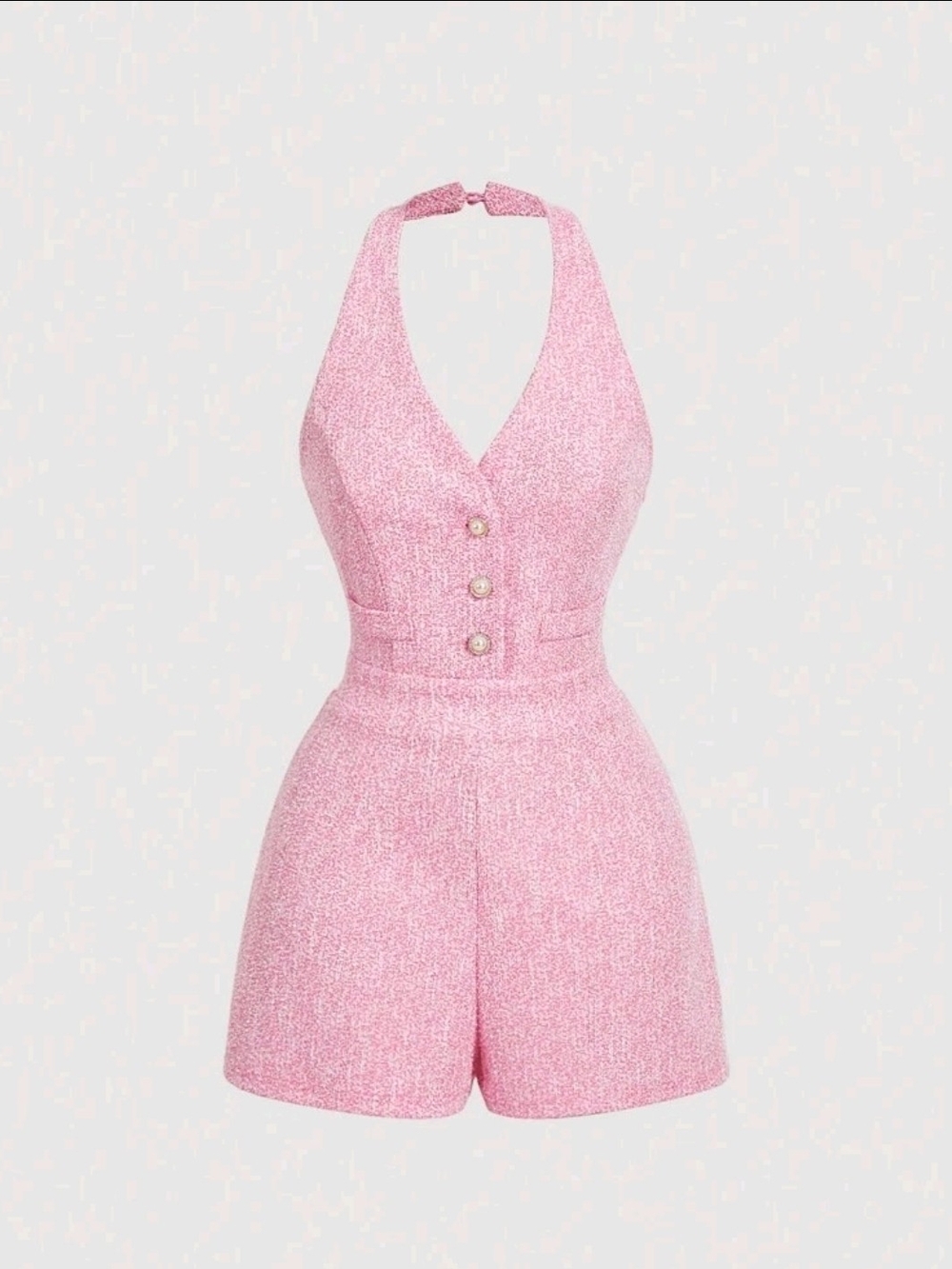 Halterneck Pink Tweed Romper
